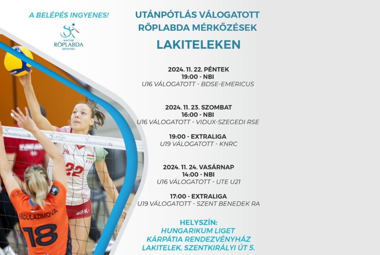 Utánpótlás női válogatott röplabda mérkőzések a Kárpátia Rendezvényházban
